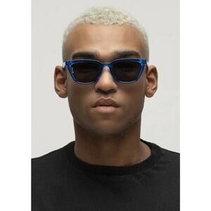 Otra Eyewear Seva Unisex Sunglasses Blue Frame Smoke‎ Lens 100% UV Protec…